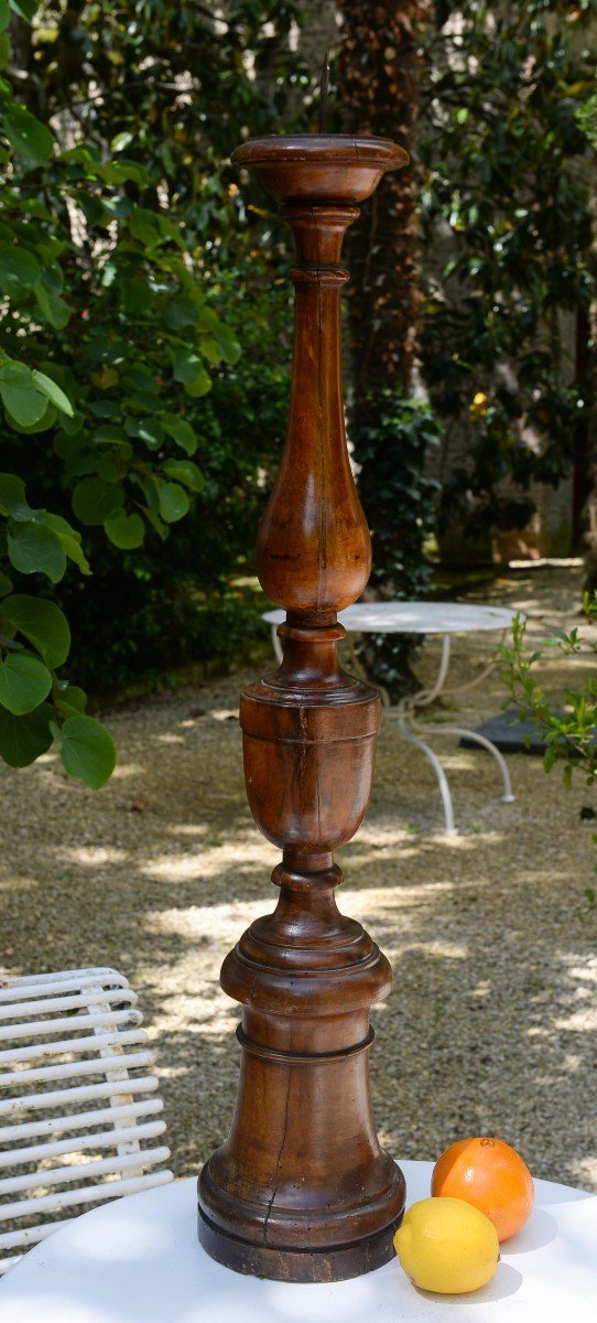 Grand Candelabre Toscan  Fin 18ème En Bois d'Olivier-photo-2