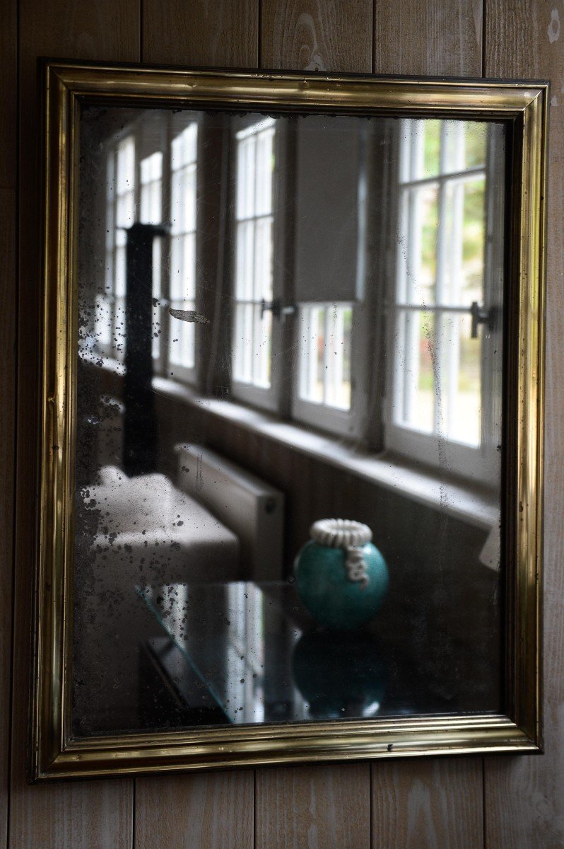 19th Century Brass Bistro Mirror-photo-2