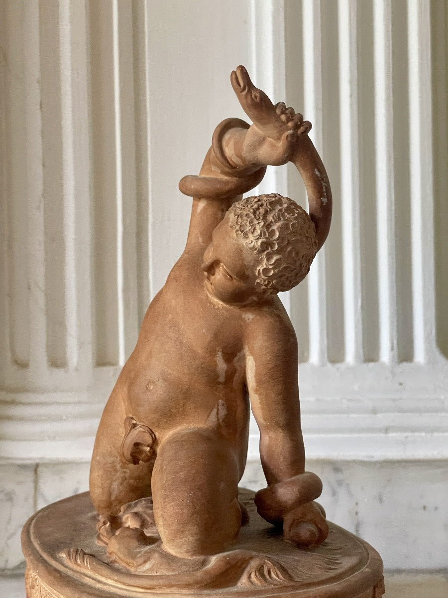 Terre cuite fin 19ème/début 20ème représentant Hercule enfant-photo-2