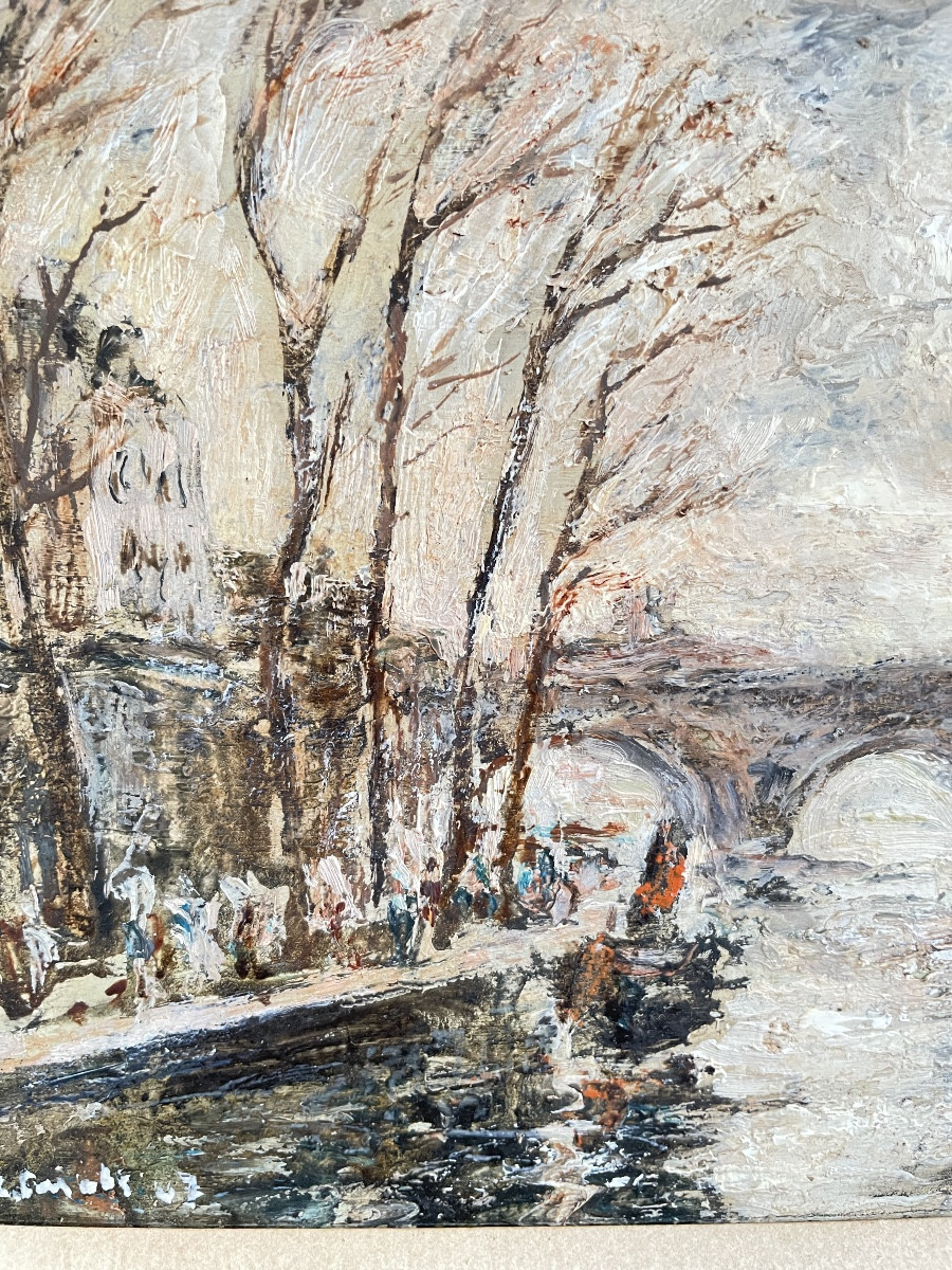 Louis Cazals (  1912 - 1995) Les quais de Seine près du Pont Neuf-photo-4
