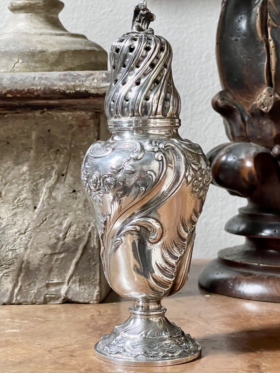Solid Silver Rococo-style Sugar Shaker, Late 19th Century 
