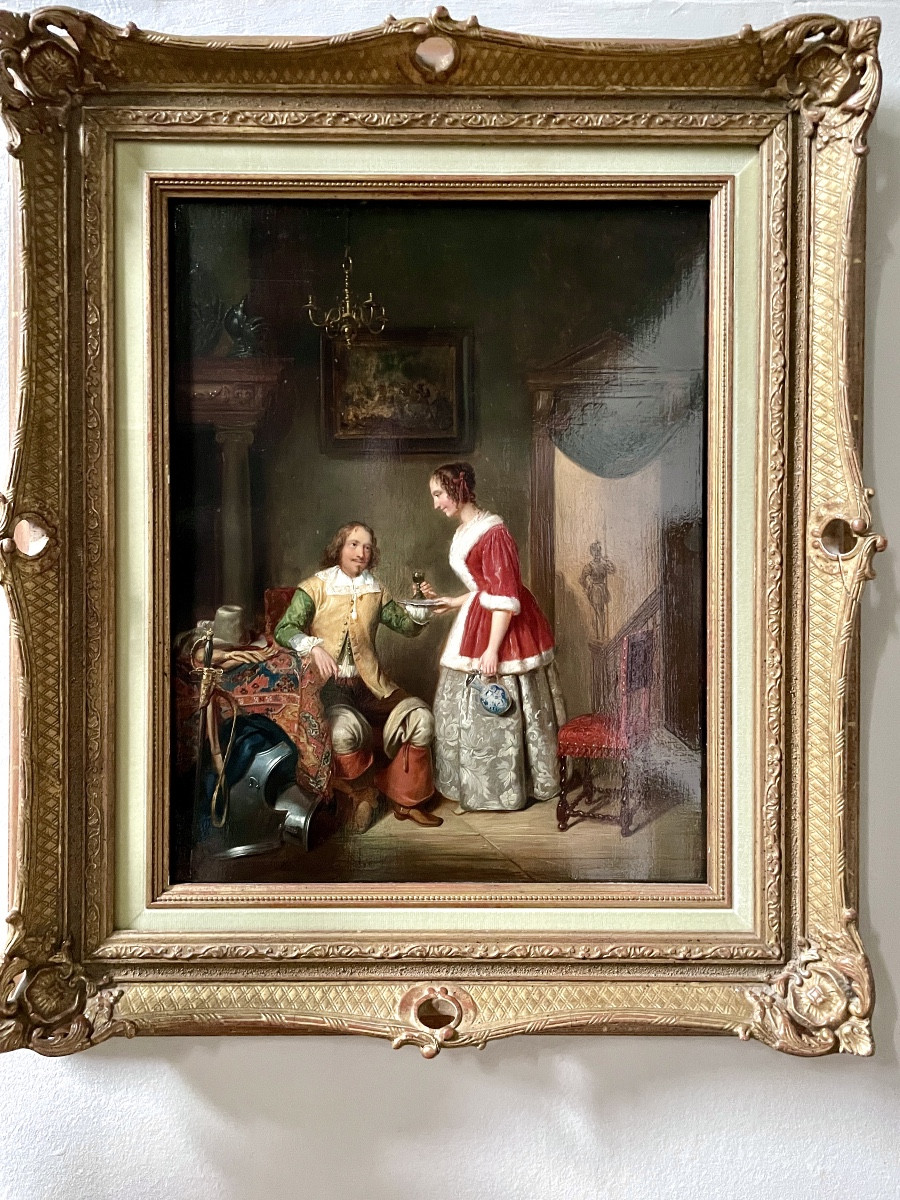 Interior Scene By Jacob Akkersdyk ( 1815-1862)-photo-3