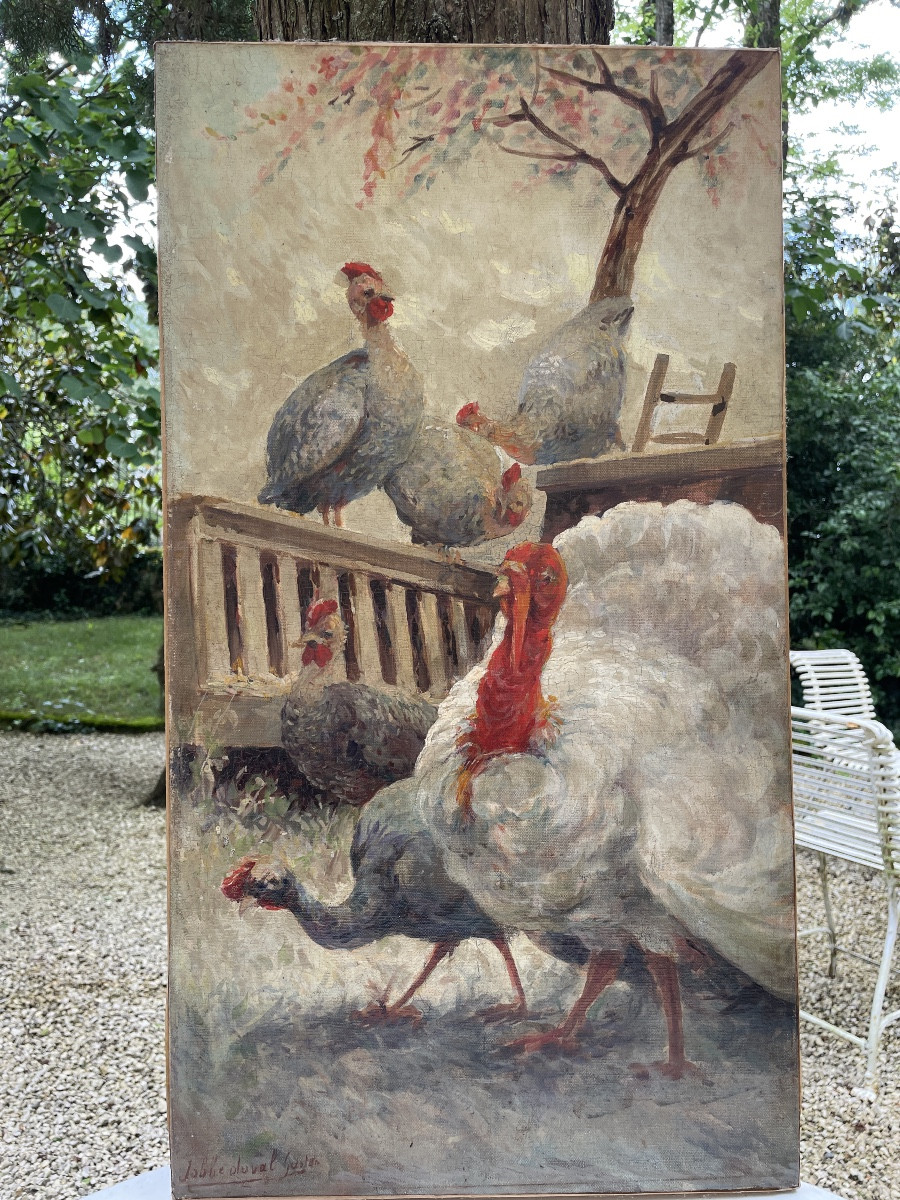Bosse Cour Au Dindon- Hst By Gaston Jobbé-duval