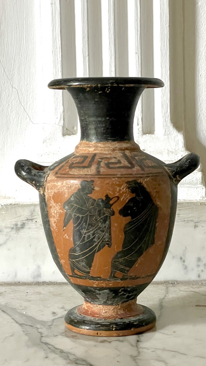 Petit vase grec en terre cuite à figures noires, Italie fin XIXème siècle -photo-2