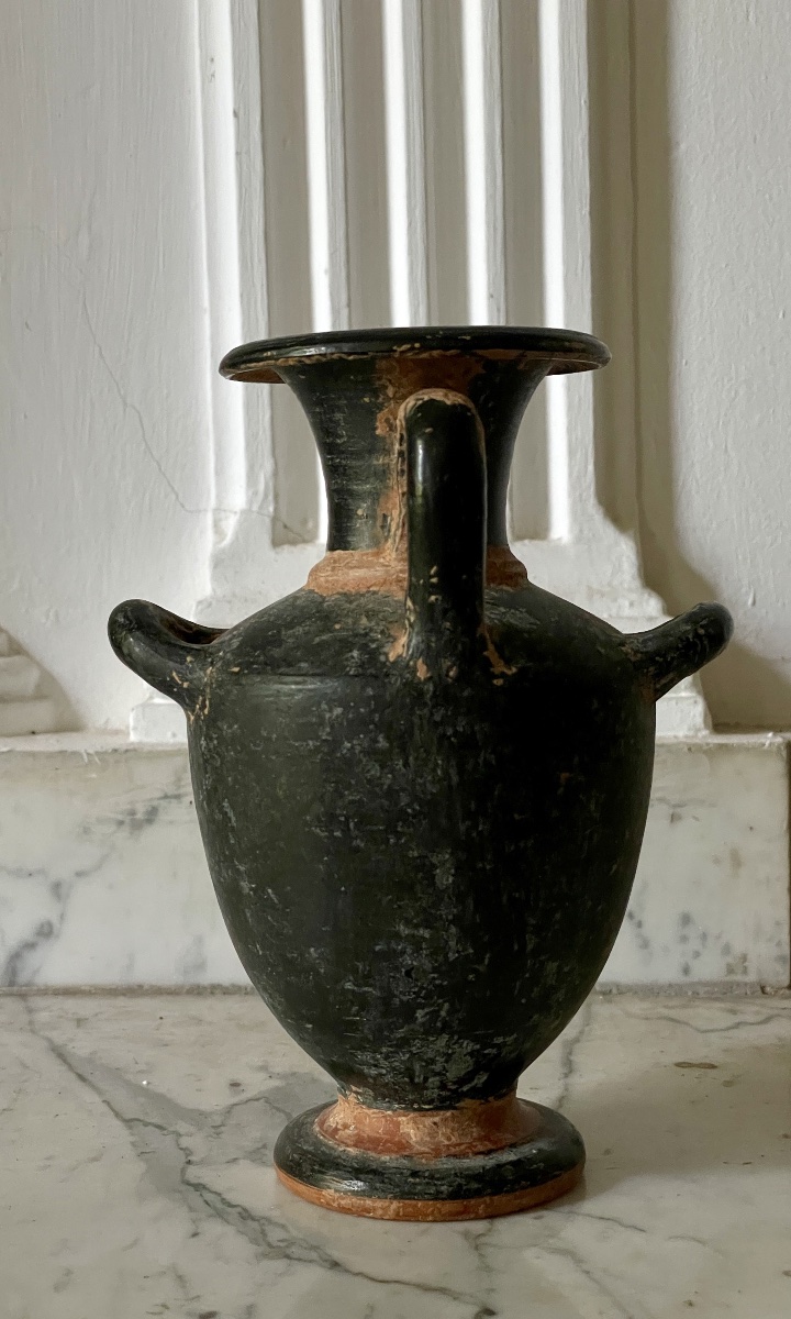 Petit vase grec en terre cuite à figures noires, Italie fin XIXème siècle -photo-4