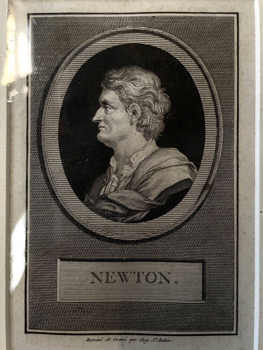 Portrait d’Isaac Newton , gravure du XVIIIème siècle -photo-2