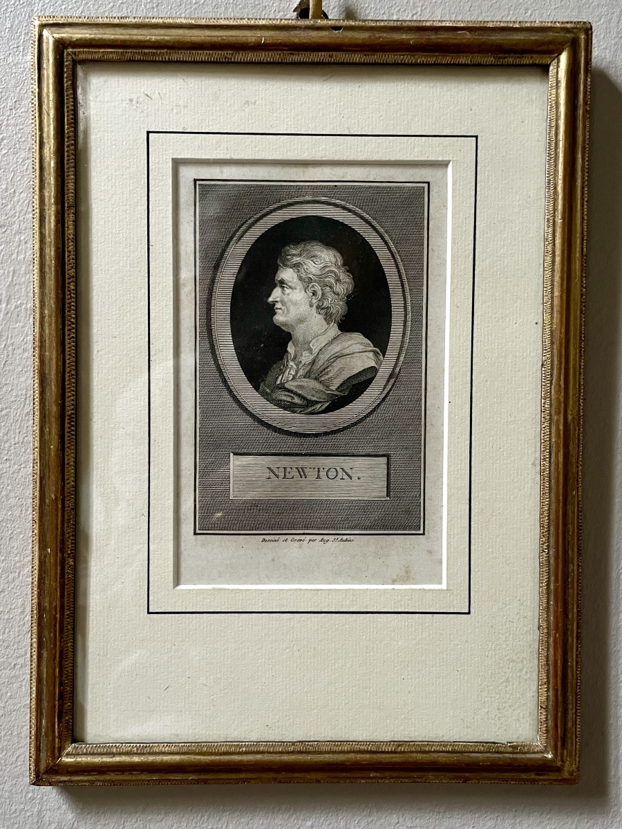 Portrait d’Isaac Newton , gravure du XVIIIème siècle 