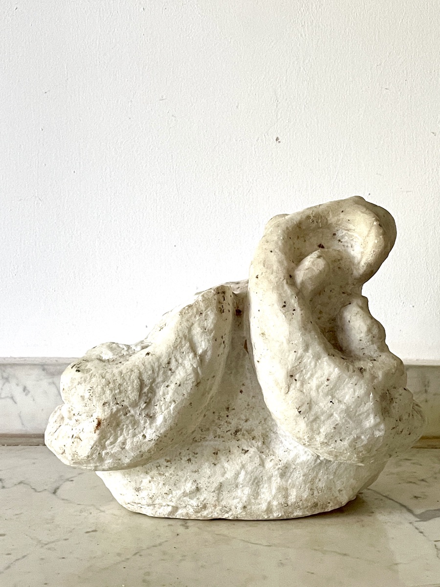 A White Marble Fragment Depicting Two Dolphins