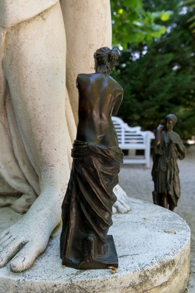 Statuettes En Bronze De Diane De Gabies Et De La Venus De Milo de la 1ère moitié du 19ème siècle-photo-3