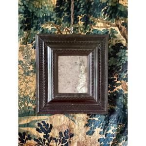 17th Century Mirror In Blackened Wood