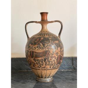 Vase de style grec à figures noires, Grand Tour, Italie, fin XIXème