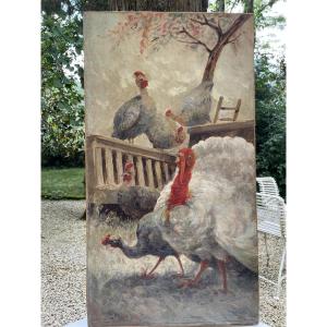 Bosse Cour Au Dindon- Hst By Gaston Jobbé-duval