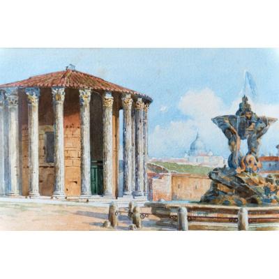 Vue De Rome Avec Le Temple De  Vesta 