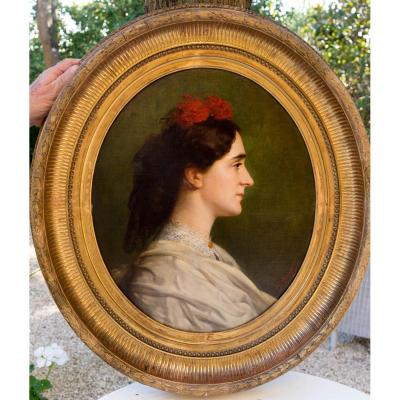 Portrait Of Young Woman In Profile