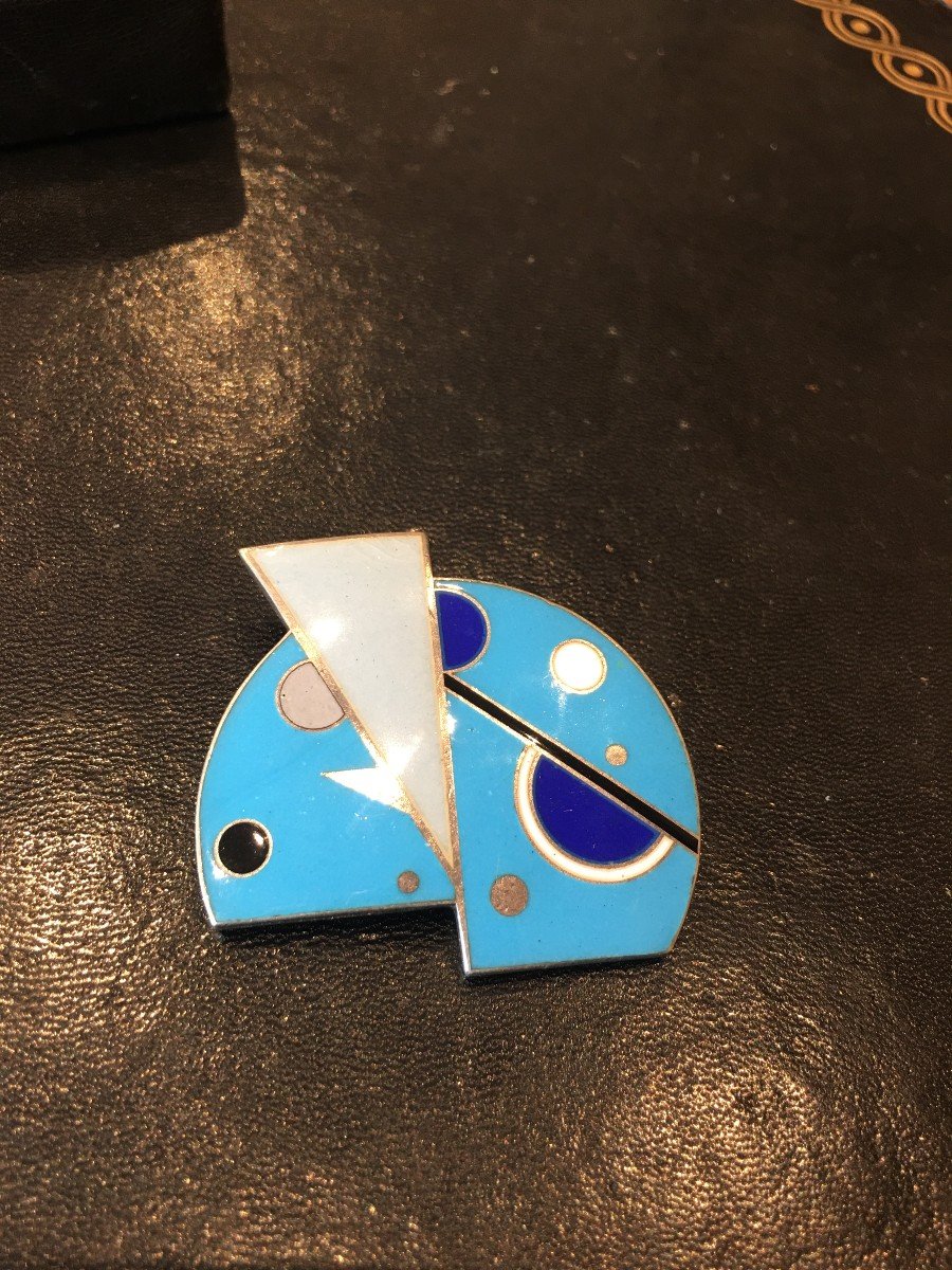 Solid Silver Enamelled Brooch After Jean Goulden