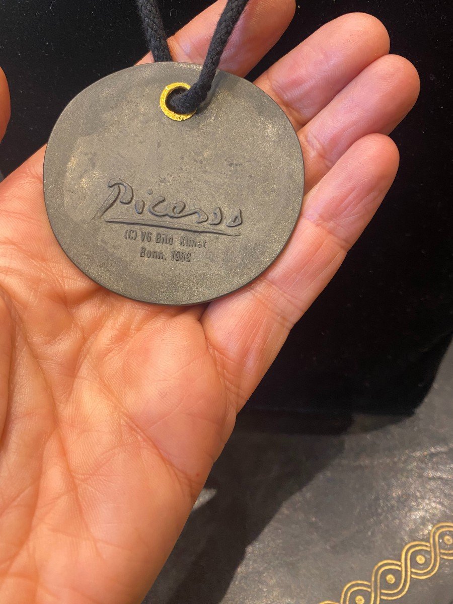 d'Après Picasso Pendentif En Céramique Oeillet En Or-photo-4