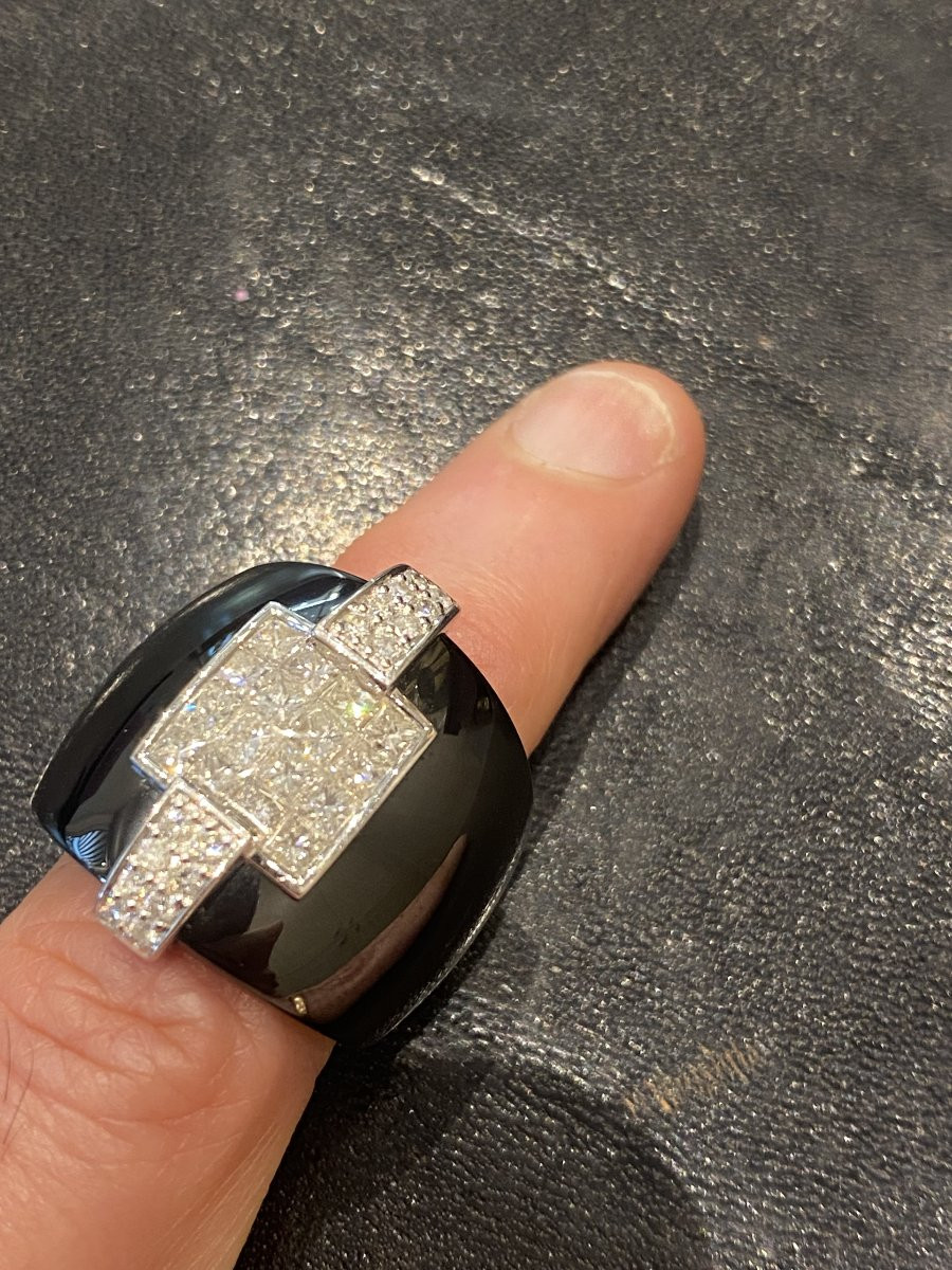 Guy Laroche Bague En Céramique Or Blanc Et Diamants Serti Invisible-photo-2