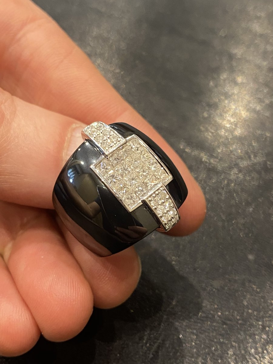 Guy Laroche Bague En Céramique Or Blanc Et Diamants Serti Invisible-photo-1
