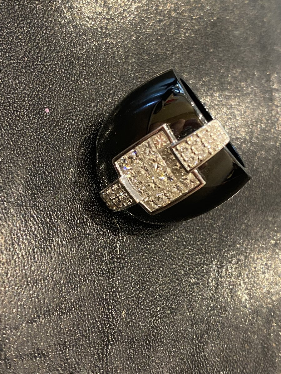 Guy Laroche Bague En Céramique Or Blanc Et Diamants Serti Invisible-photo-4