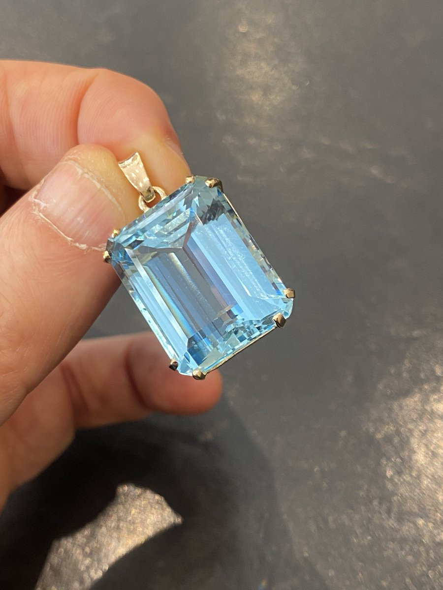 pendentif or aigue marine 37,20 carats vers 1950-photo-3