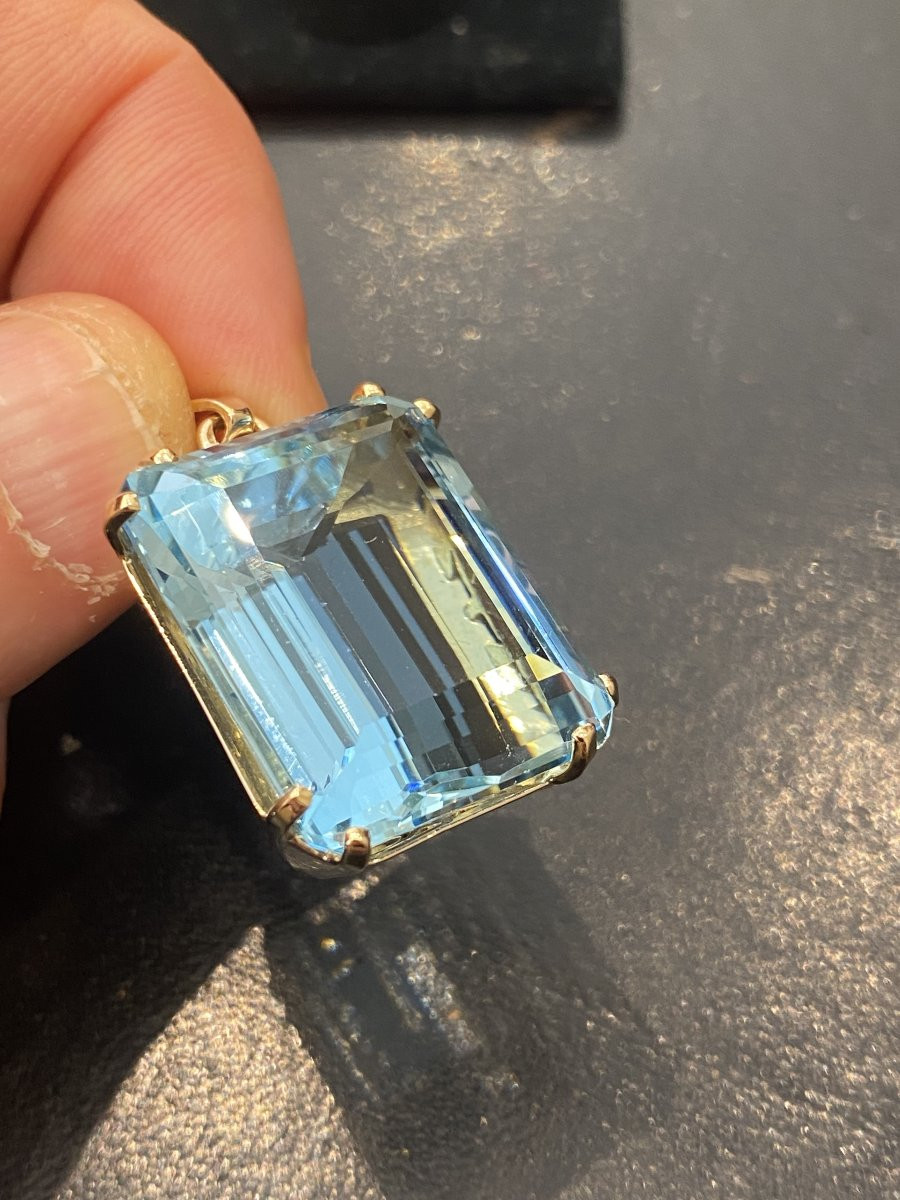 pendentif or aigue marine 37,20 carats vers 1950-photo-1