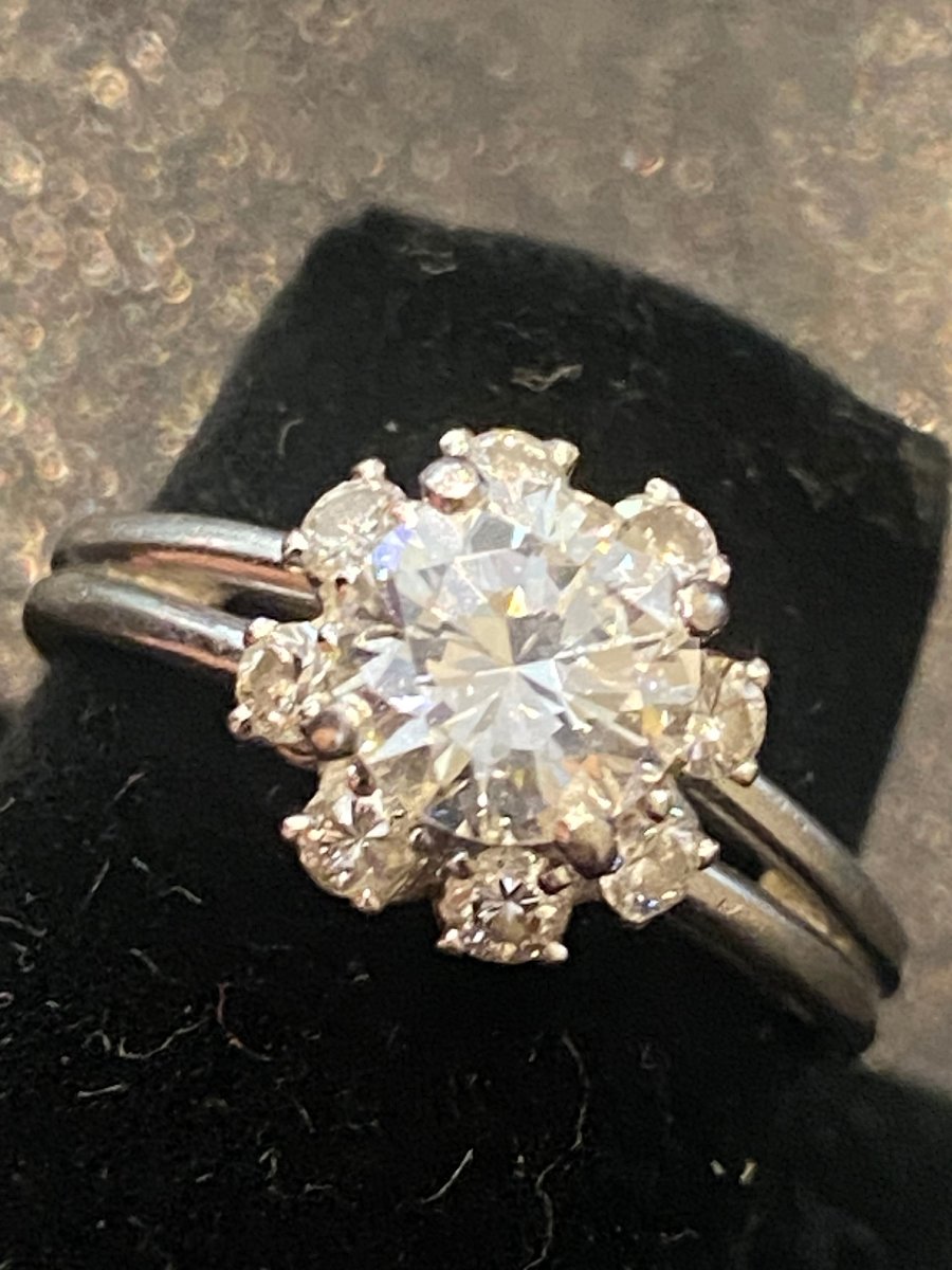 Bague solitaire en platine ornée d'un diamant 0,80 Cts de belle qualité-photo-2