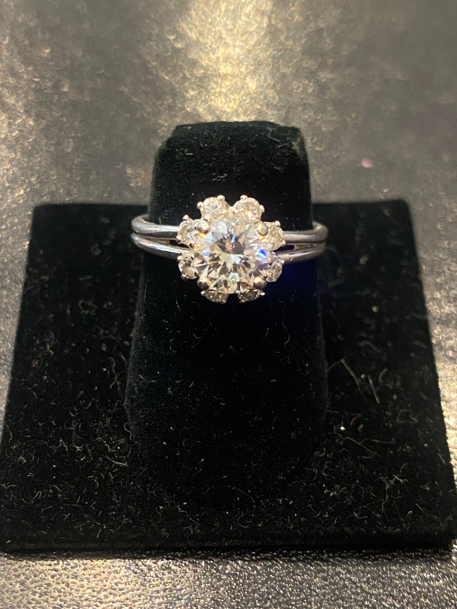 Bague solitaire en platine ornée d'un diamant 0,80 Cts de belle qualité-photo-3