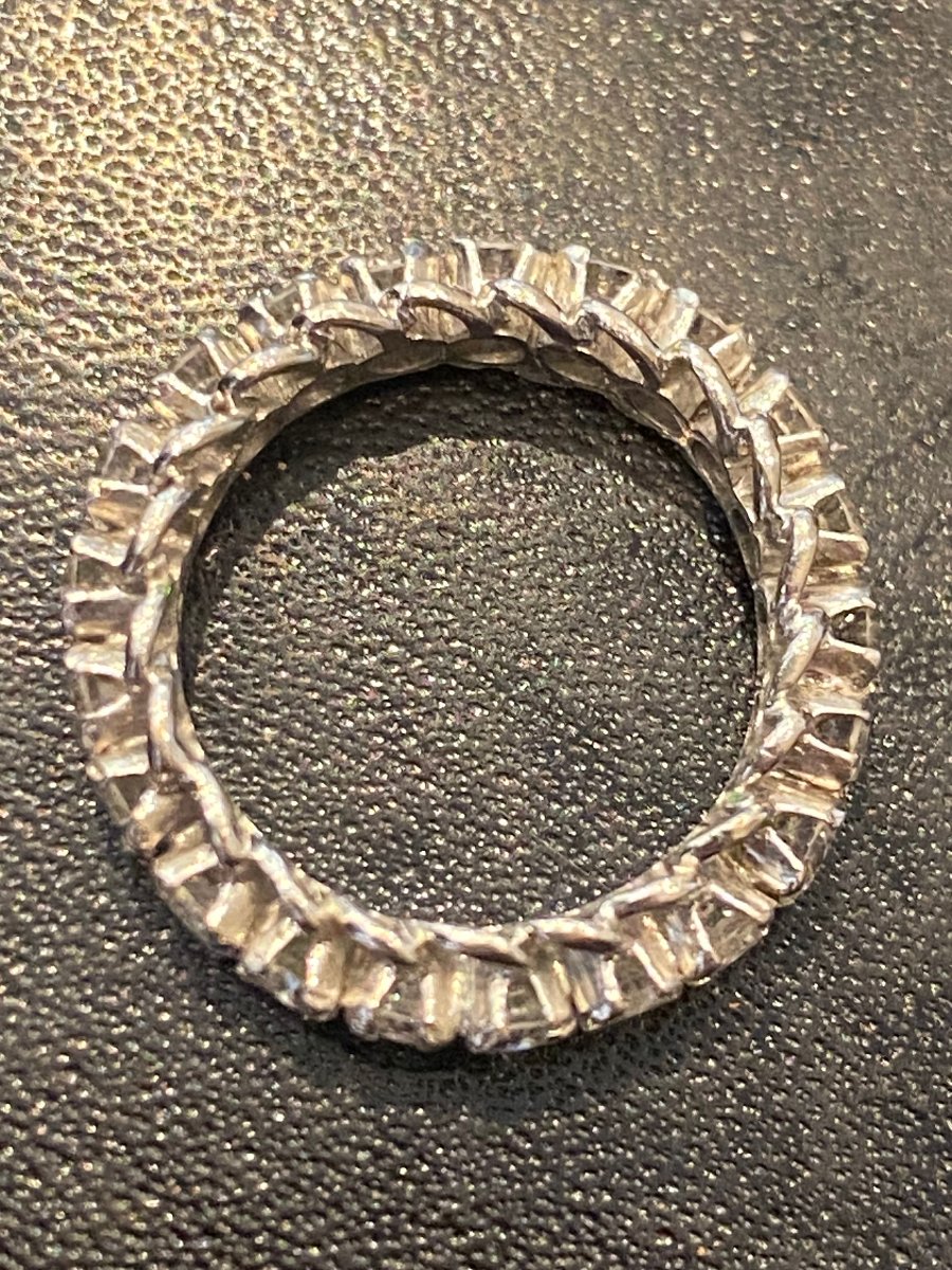 Alliance or blanc 18 Cts 1,30 Cts de diamants tour complet-photo-3