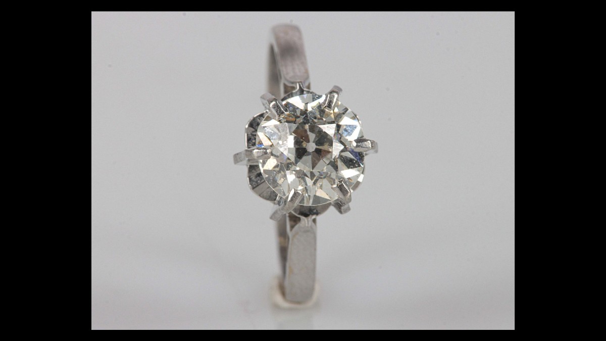 bague or et platine diamant 1,80 carats solitaire-photo-2