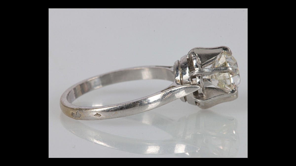 bague or et platine diamant 1,80 carats solitaire-photo-3