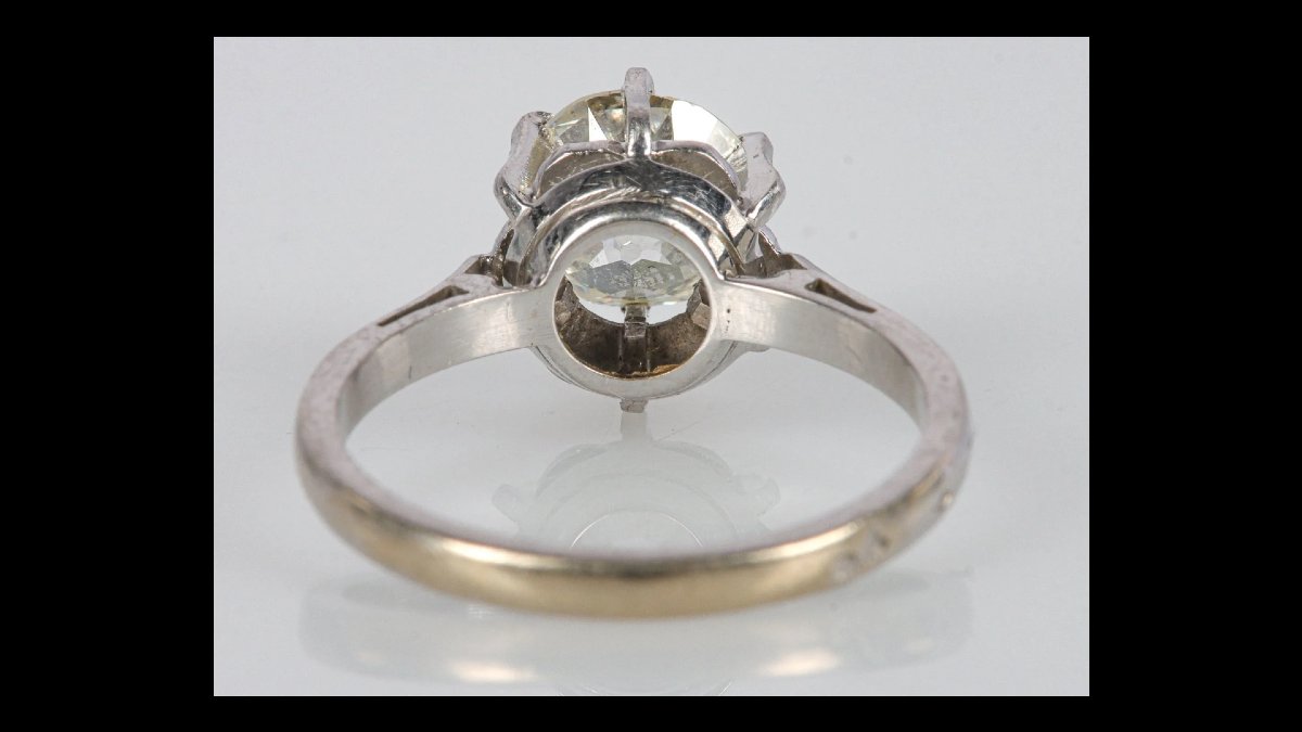 bague or et platine diamant 1,80 carats solitaire-photo-2