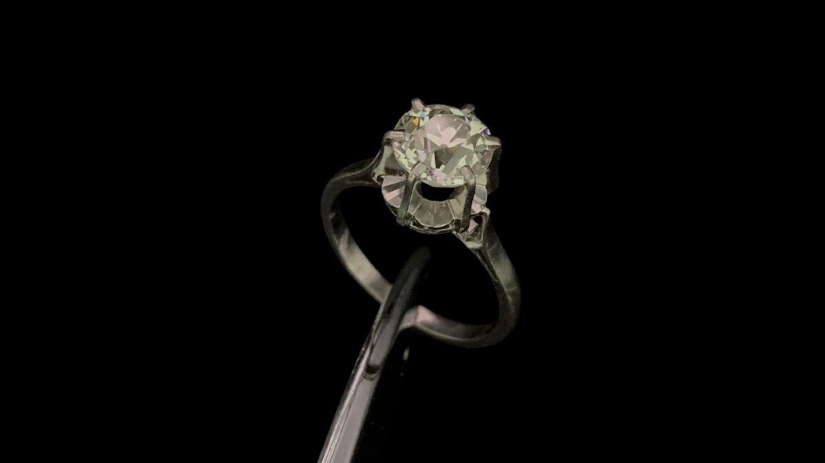 bague or et platine diamant 1,70 carats solitaire-photo-3