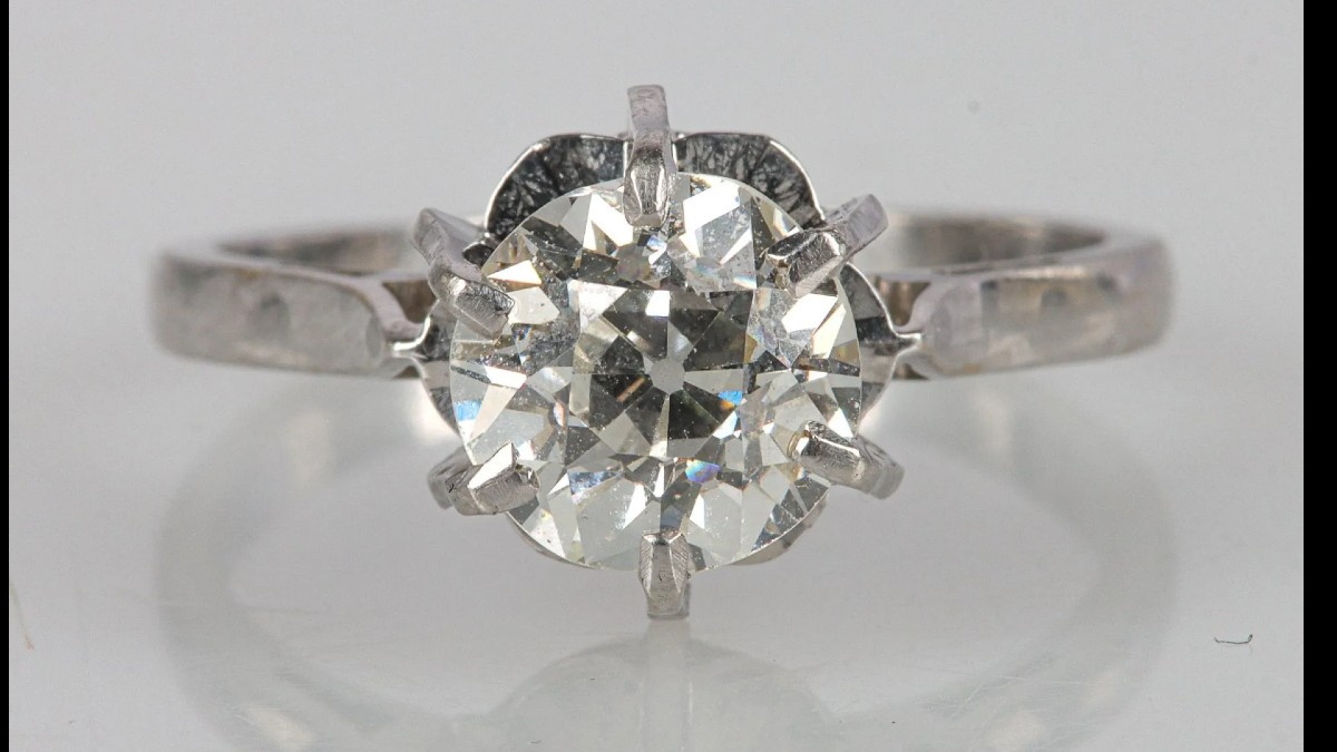 bague or et platine diamant 1,80 carats solitaire