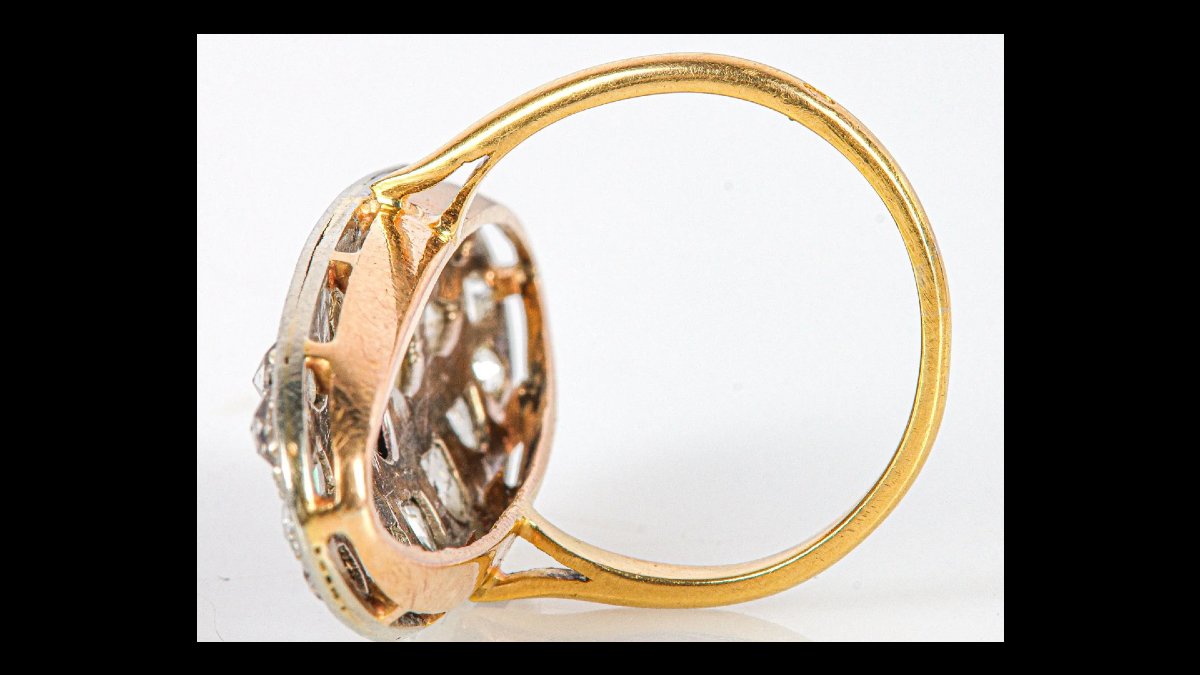 Bague marquise en or 750 de deux tons Rubis Diamants 2,30 carats-photo-4