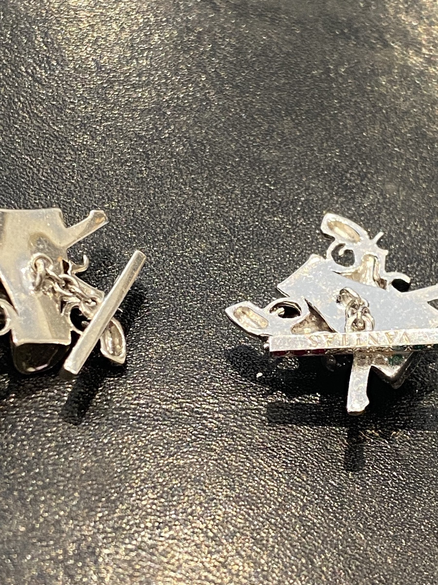 18 Ct White Gold 750 Skull Cufflinks-photo-4