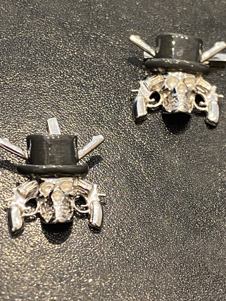 18 Ct White Gold 750 Skull Cufflinks-photo-1
