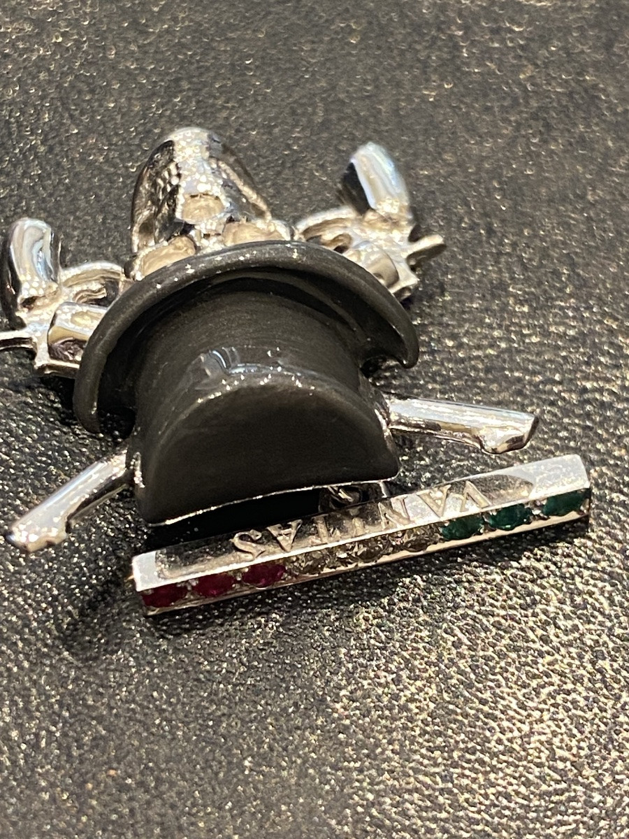 18 Ct White Gold 750 Skull Cufflinks-photo-2