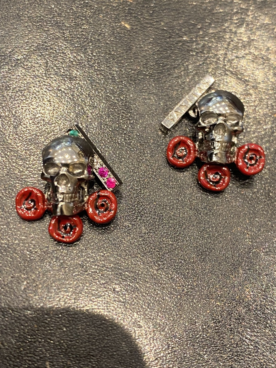 Black Gold 750 Skull Cufflinks-photo-4