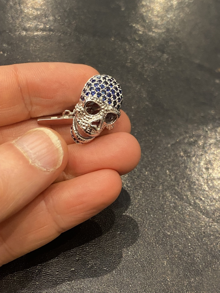 boutons de manchette En or gris 750 tête de mort-photo-3