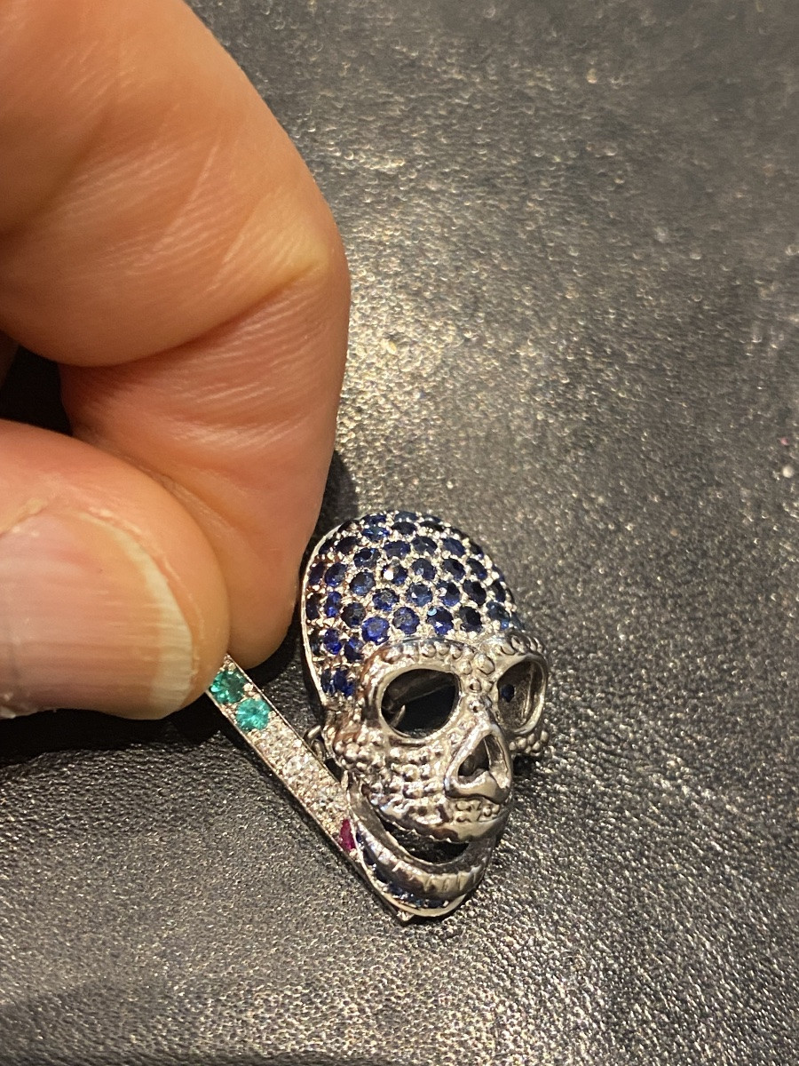 boutons de manchette En or gris 750 tête de mort-photo-4