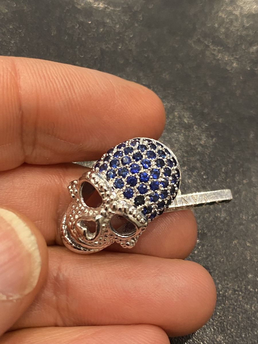 boutons de manchette En or gris 750 tête de mort-photo-1