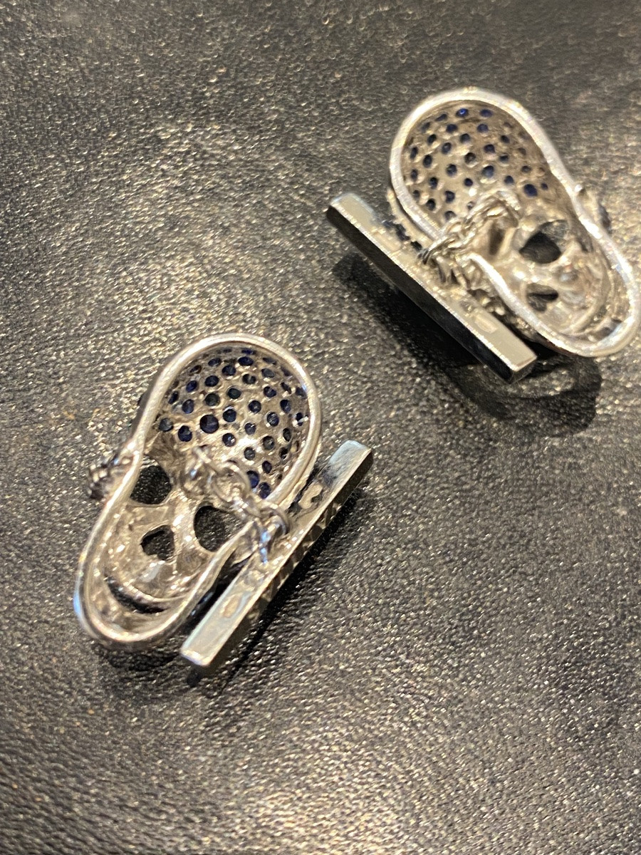 boutons de manchette En or gris 750 tête de mort-photo-2