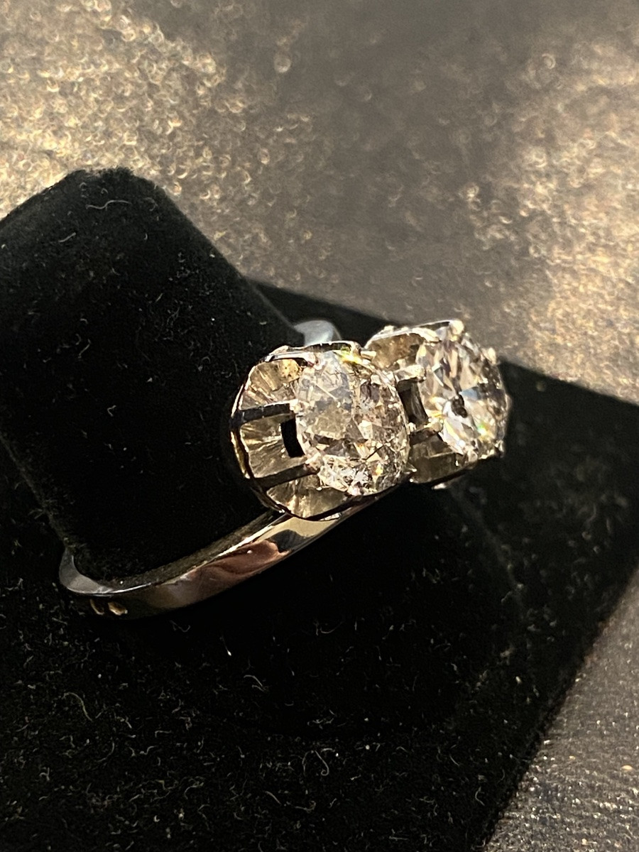 Important Antique Toi Et Moi Ring In 18-carat Gold And Platinum, Diamonds 2.90 Cts-photo-1
