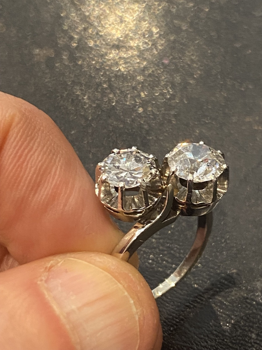 Important Antique Toi Et Moi Ring In 18-carat Gold And Platinum, Diamonds 2.90 Cts-photo-5