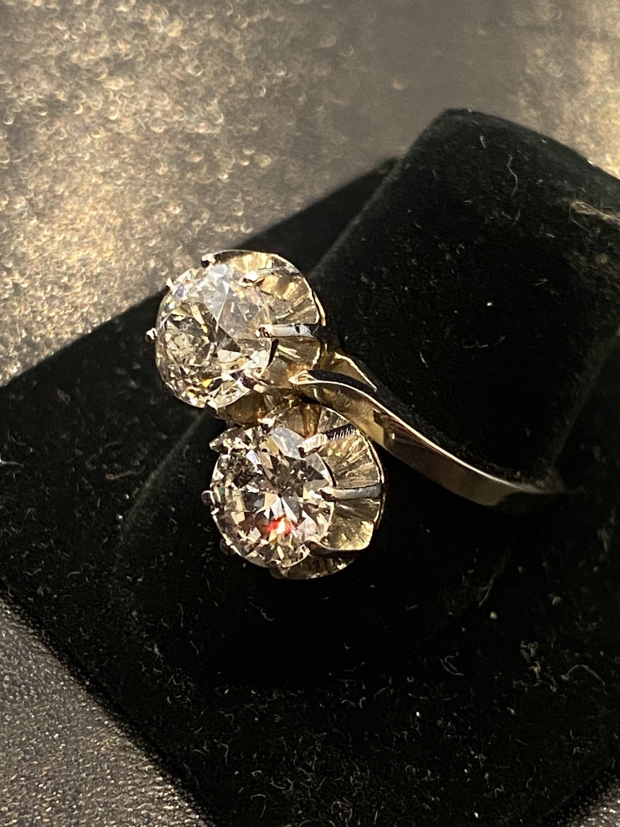 Important Antique Toi Et Moi Ring In 18-carat Gold And Platinum, Diamonds 2.90 Cts