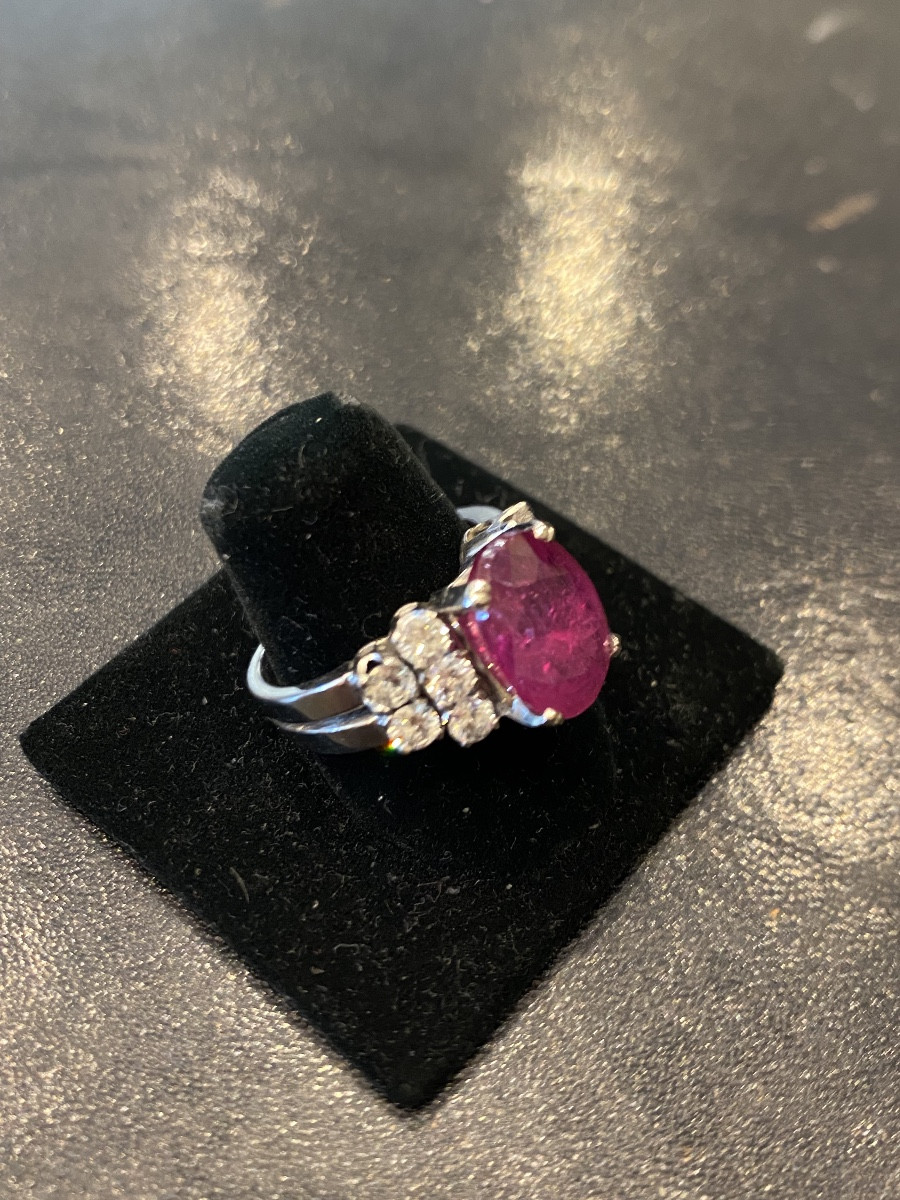 bague rubis 5,23 cts non chauffé certificat