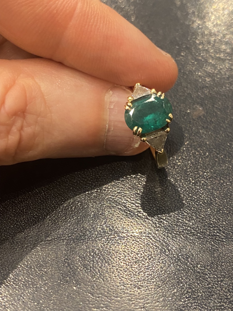 Bague or émeraude et diamants -photo-4