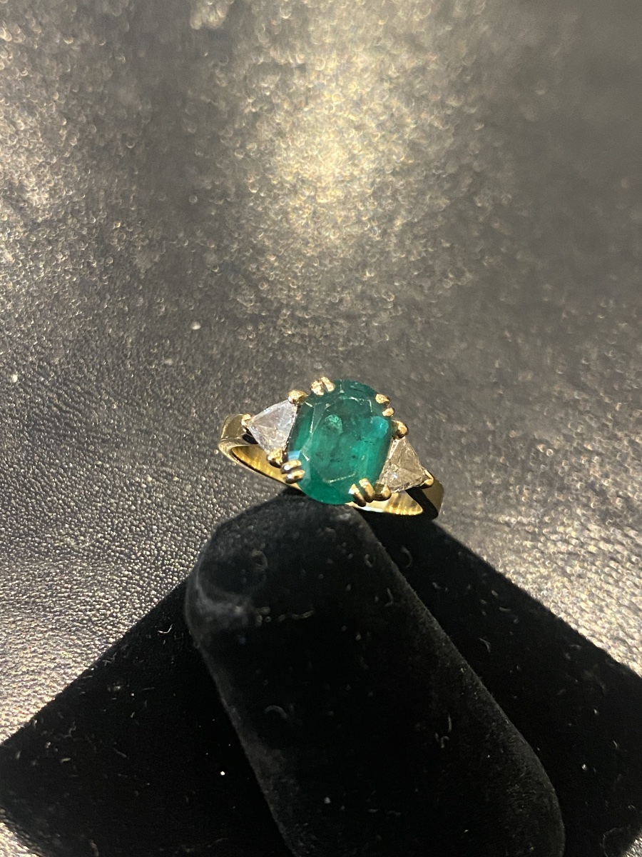 Bague or émeraude et diamants -photo-1