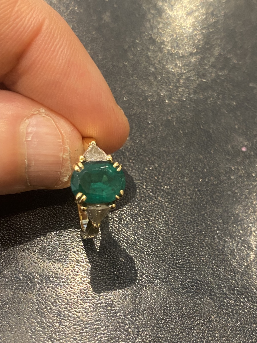 Bague or émeraude et diamants -photo-3