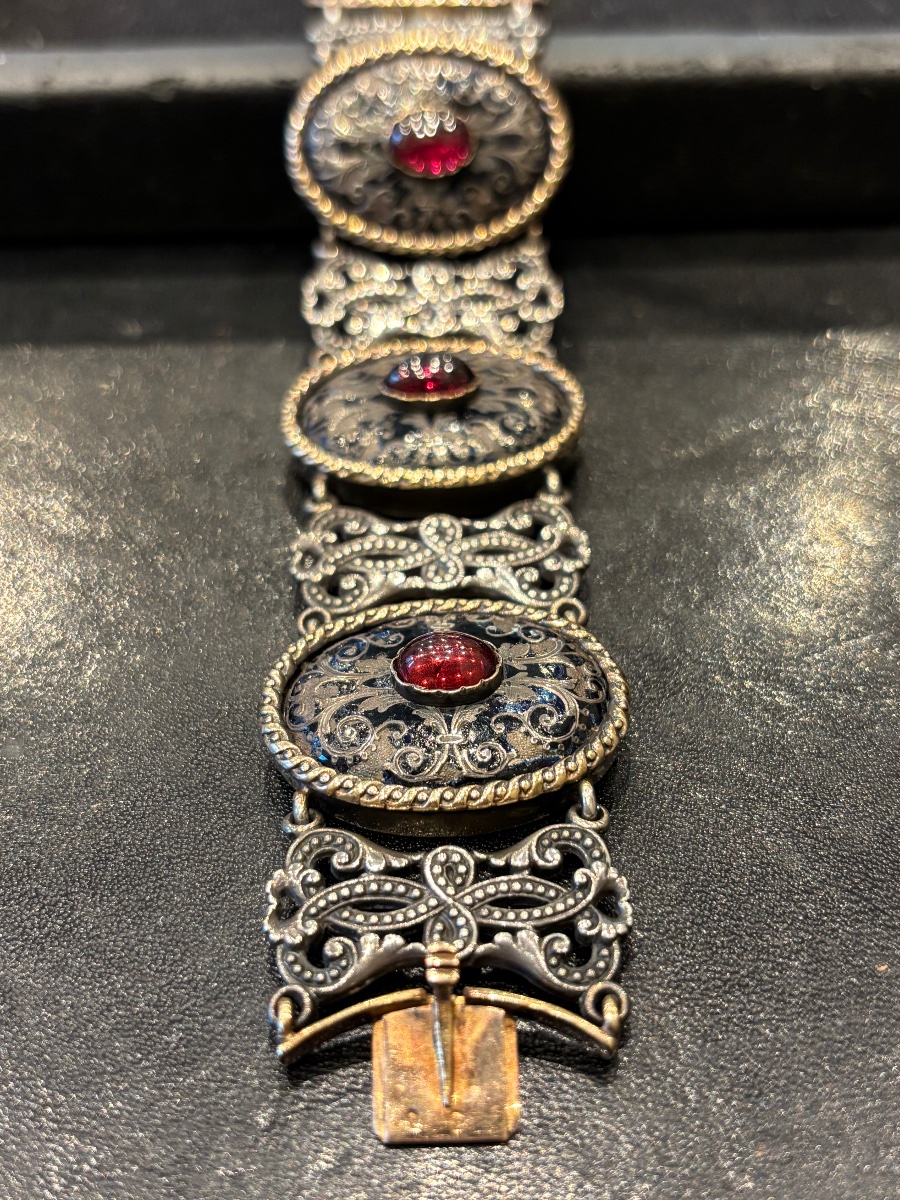 JULES WIESE  BRACELET en or 750/1000 et argent 800/1000 vers 1860-photo-1
